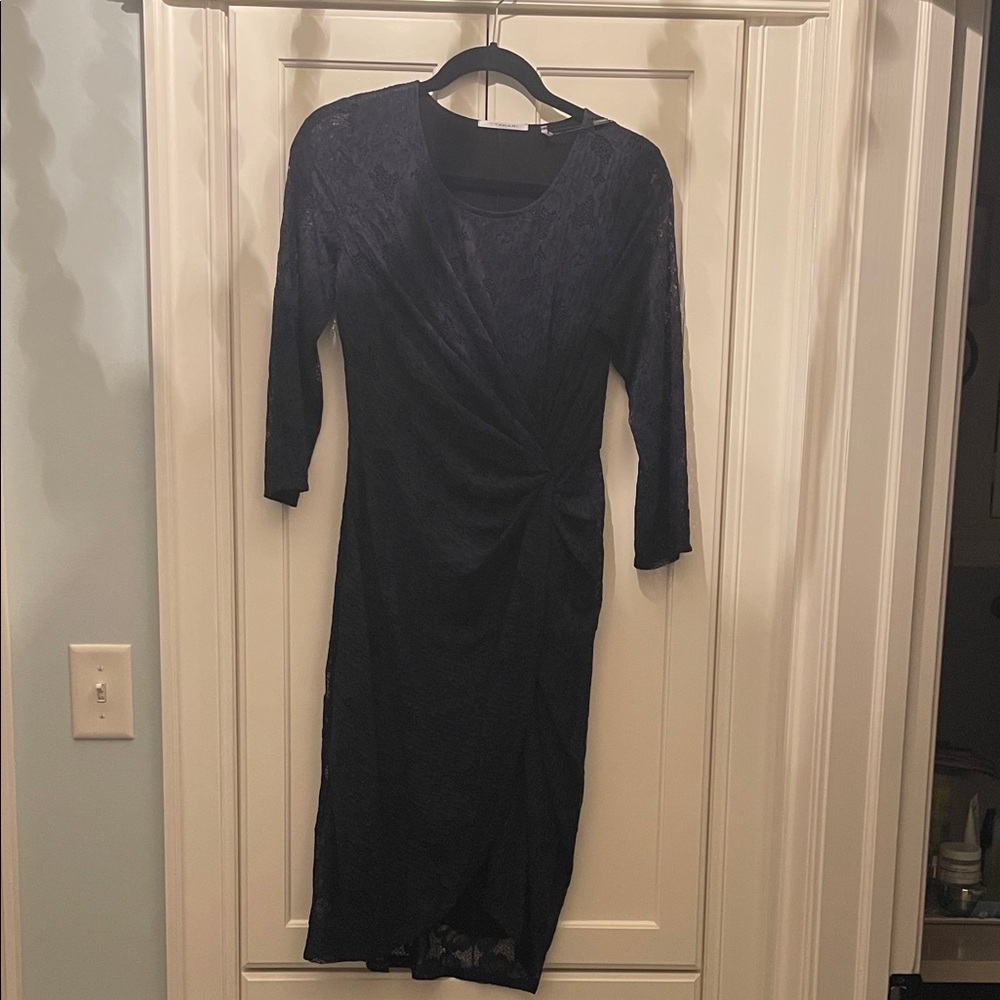 T Tahari Navy Long Sleeve Dress